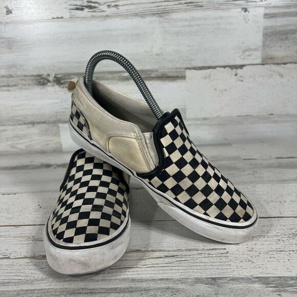 Vans Women's Old Skool Slip On Low Black White Checkerboard Shoes‎ Size 5.5 - Picture 6 of 8